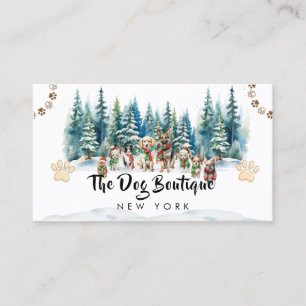Dog grooming boutique pet sitter cute puppy script business card