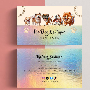 Dog grooming boutique pet sitter cute puppy script business card