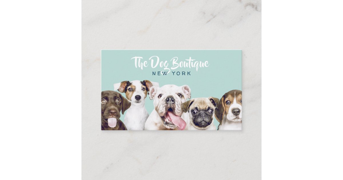 Dog grooming boutique pet sitter cute puppy script business card Zazzle