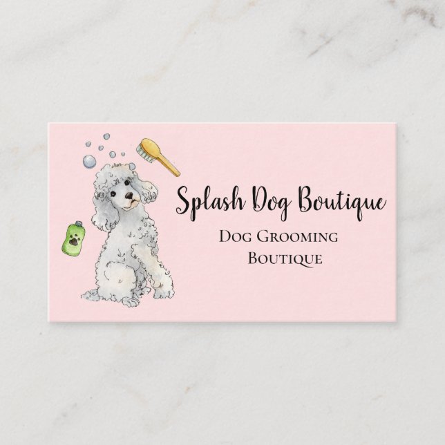 Dog Grooming Boutique pink Business Card (Front)