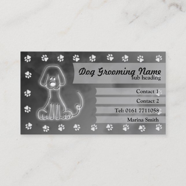 Dog Grooming Business Card [grey] (Front)