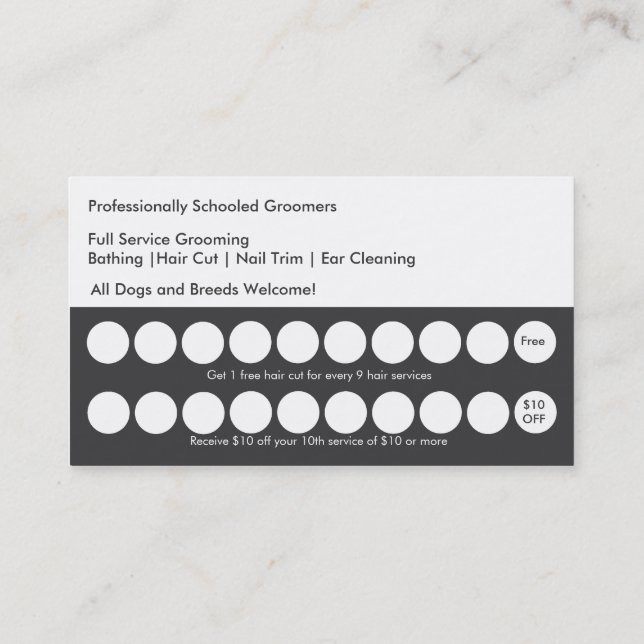 Dog Grooming Business Card Loyalty Card (Back)