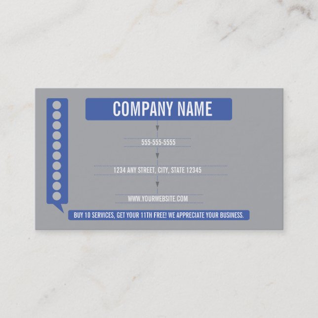 Dog Grooming Business Card Punch Card (Front)