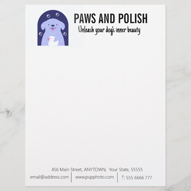 Dog Grooming Business Custom  Letterhead (Front)