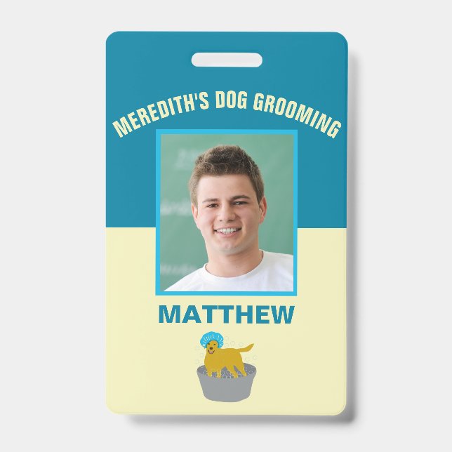 Dog Grooming Business Dog Groomers Personalised ID Badge (Front)