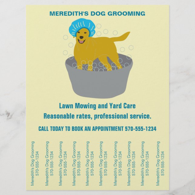 Dog Grooming Business Dog Groomers Tear Off Strips Flyer (Front)