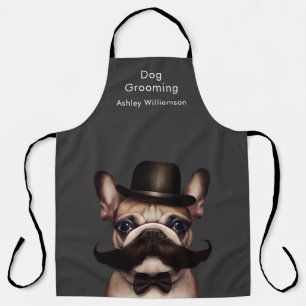 Dog Grooming Business Funny French Bulldog Apron