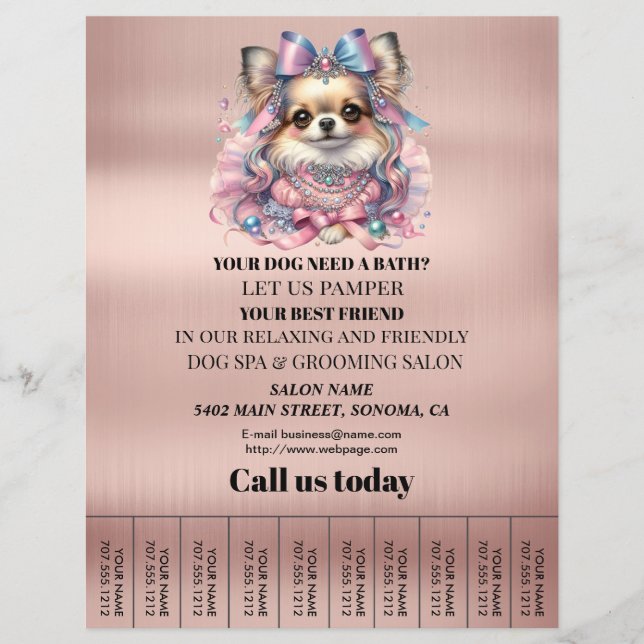 Dog grooming business personalised flyer (Front)