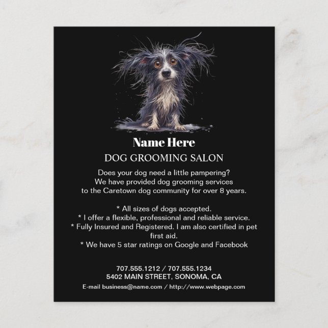 Dog grooming business personalised flyer (Front)