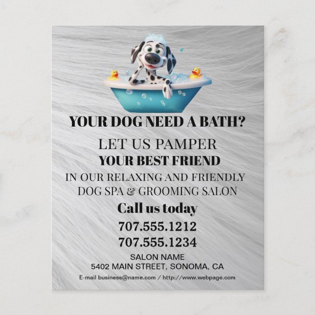 Dog grooming business personalised flyer (Front)