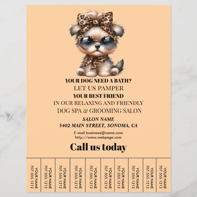 Dog grooming business personalised flyer (Front)