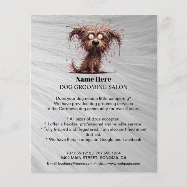 Dog grooming business personalised flyer (Front)