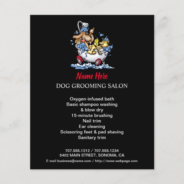 Dog grooming business personalised flyer (Front)