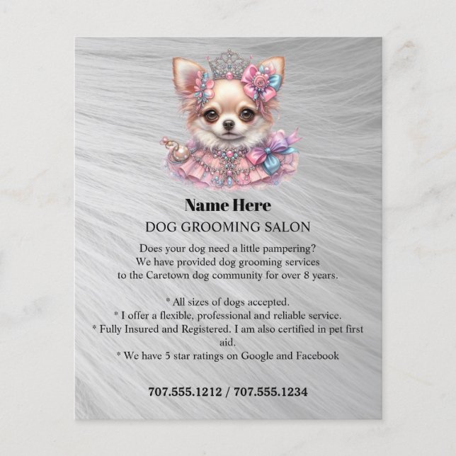 Dog grooming business personalised flyer (Front)