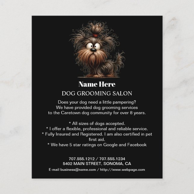 Dog grooming business personalised flyer (Front)