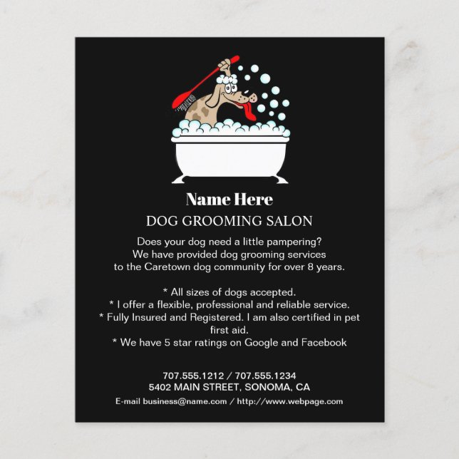 Dog grooming business personalised flyer (Front)