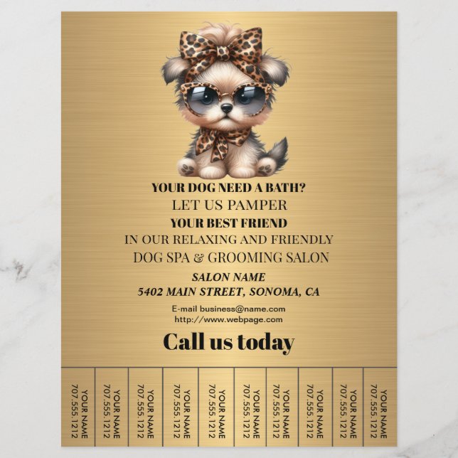 Dog grooming business personalised flyer (Front)