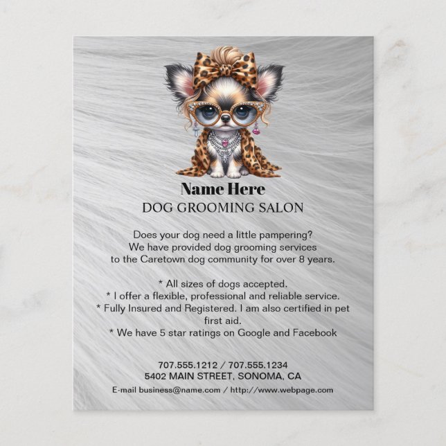Dog grooming business personalised flyer (Front)