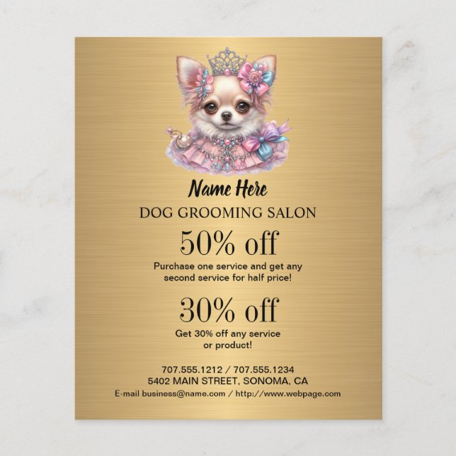 Dog grooming business personalised flyer (Front)