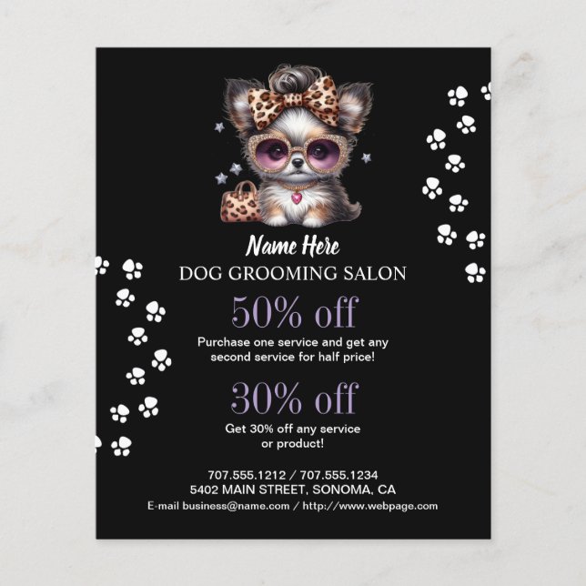 Dog grooming business personalised flyer (Front)