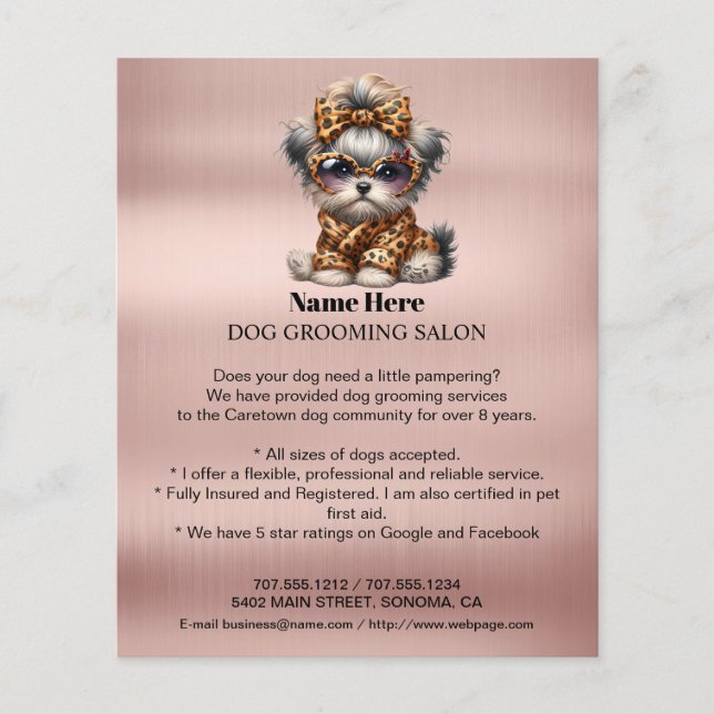 Dog grooming business personalised flyer (Front)
