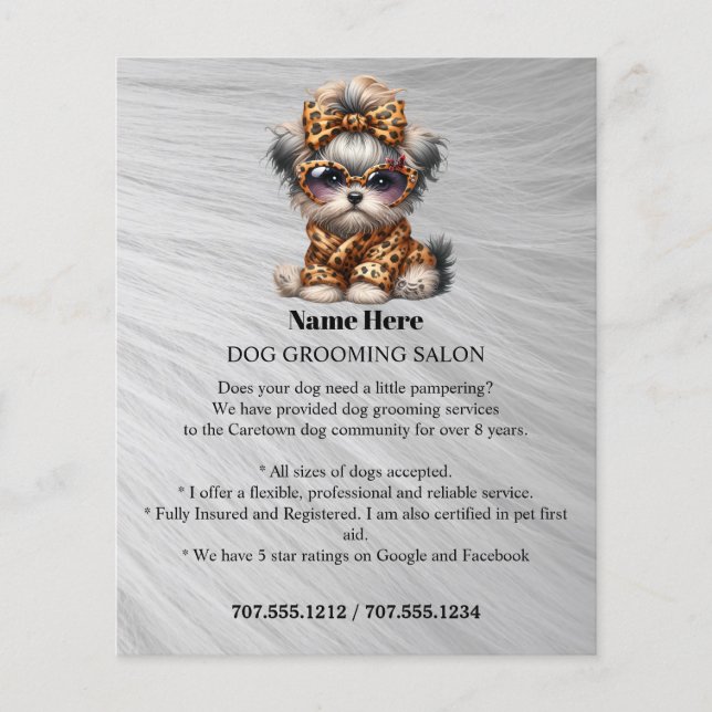 Dog grooming business personalised flyer (Front)