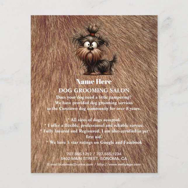 Dog grooming business personalised flyer (Front)