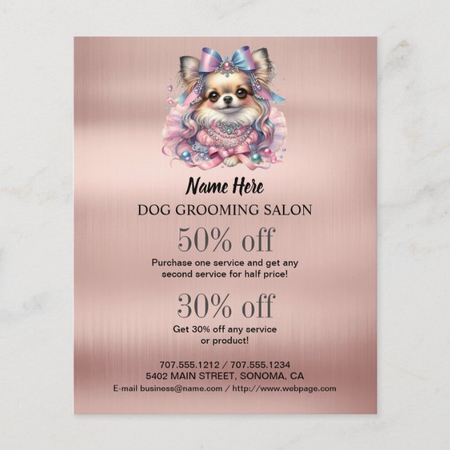 Dog grooming business personalised flyer (Front)