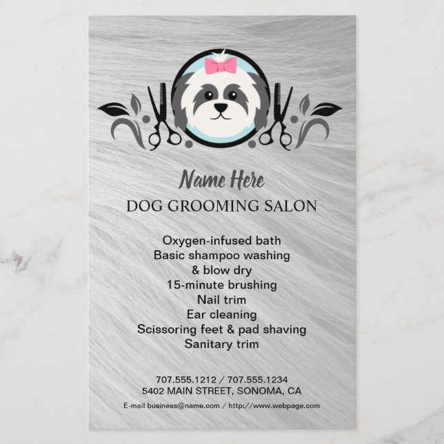 Dog grooming business personalised flyer (Front)