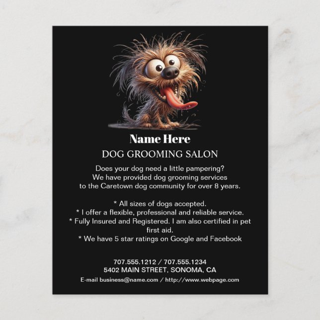 Dog grooming business personalised flyer (Front)