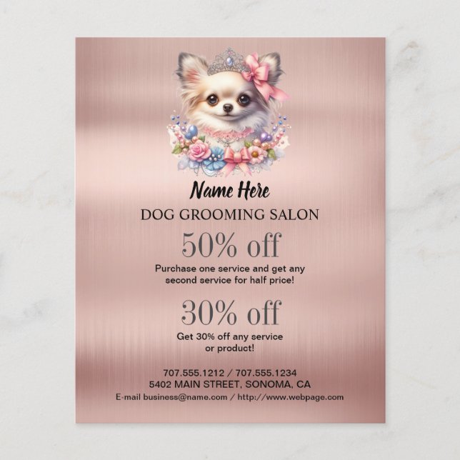 Dog grooming business personalised flyer (Front)