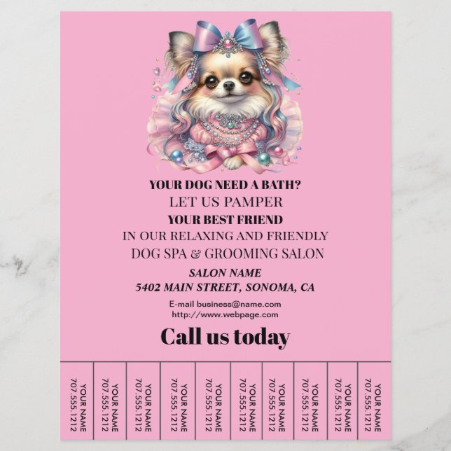 Dog grooming business personalised flyer (Front)