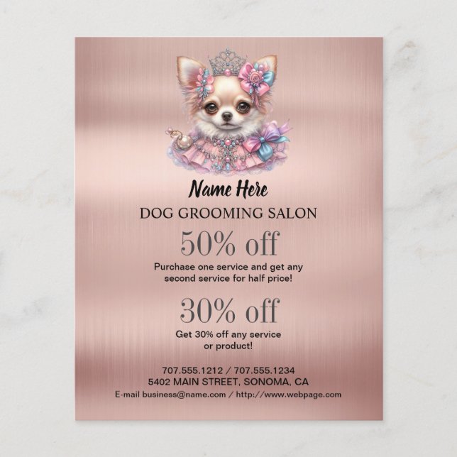 Dog grooming business personalised flyer (Front)