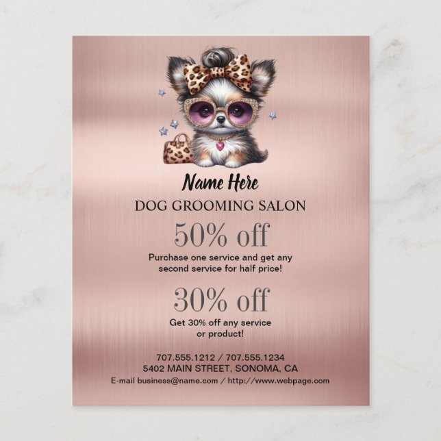 Dog grooming business personalised flyer (Front)
