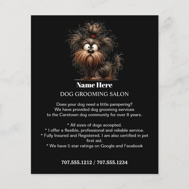 Dog grooming business personalised flyer (Front)