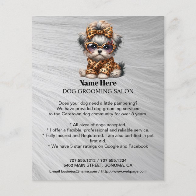 Dog grooming business personalised flyer (Front)