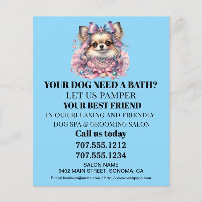 Dog grooming business personalised flyer (Front)