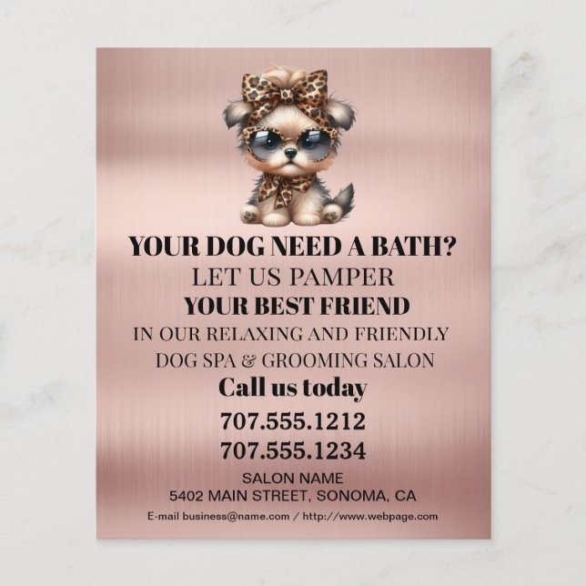 Dog grooming business personalised flyer (Front)