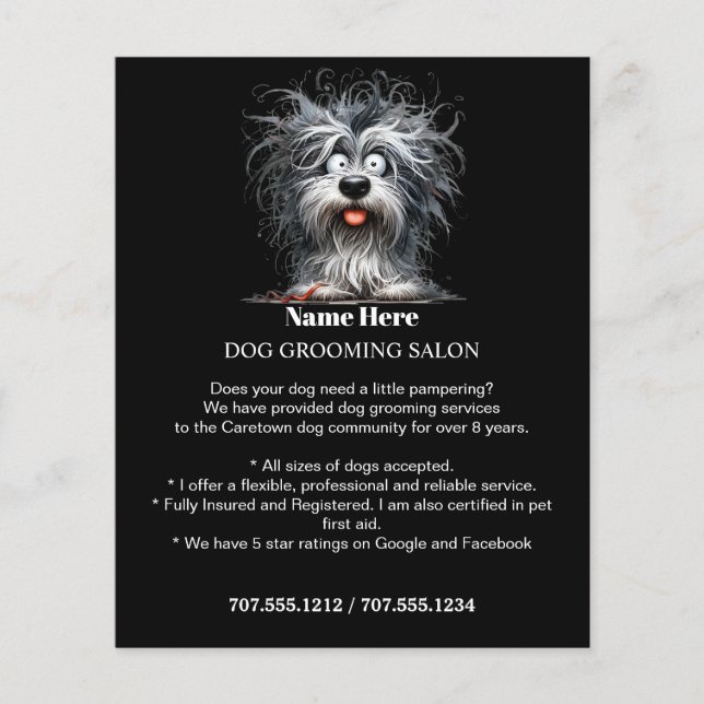 Dog grooming business personalised flyer (Front)