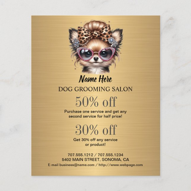 Dog grooming business personalised flyer (Front)