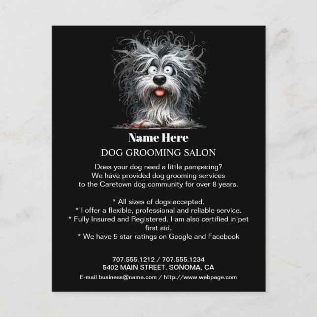 Dog grooming business personalised flyer (Front)