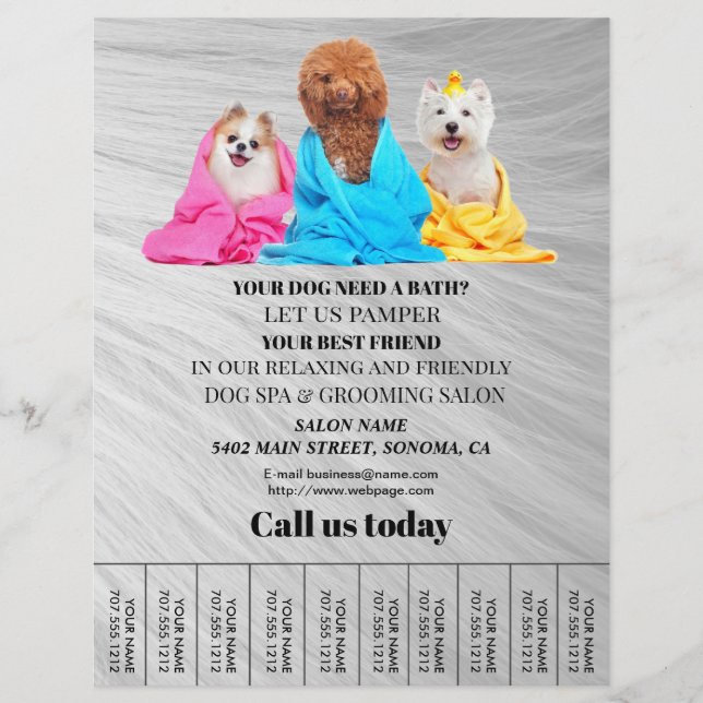Dog grooming business personalised flyer (Front)