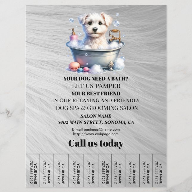 Dog grooming business personalised flyer (Front)