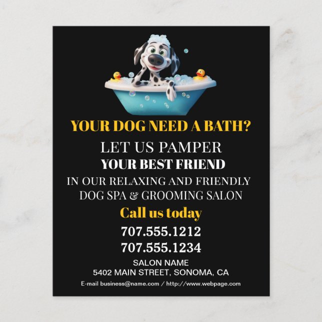 Dog grooming business personalised flyer (Front)