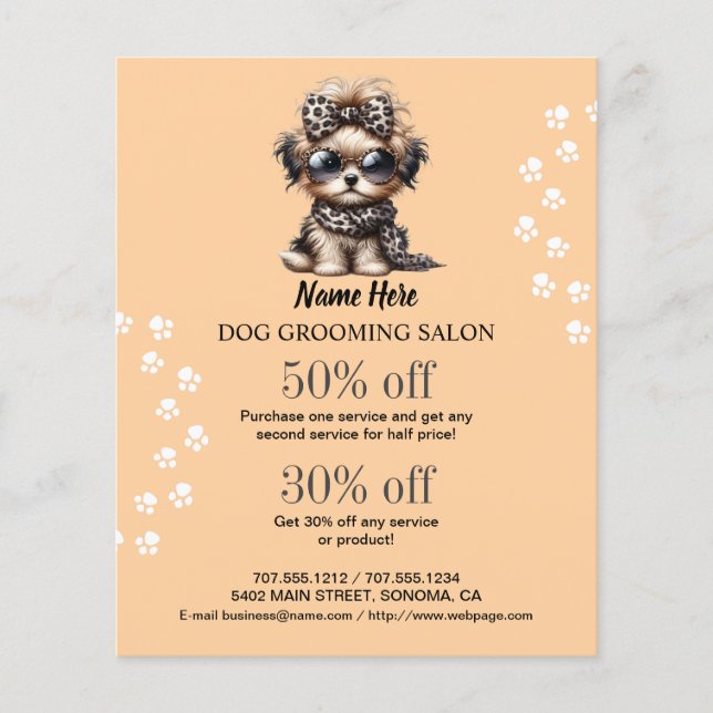 Dog grooming business personalised flyer (Front)
