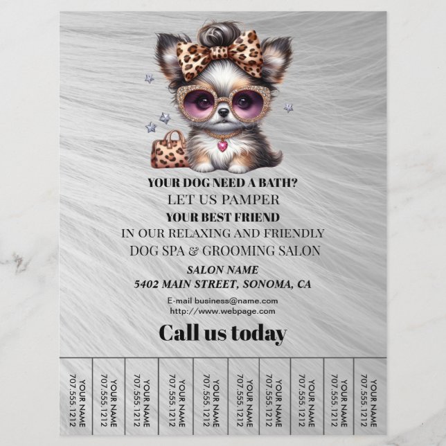 Dog grooming business personalised flyer (Front)