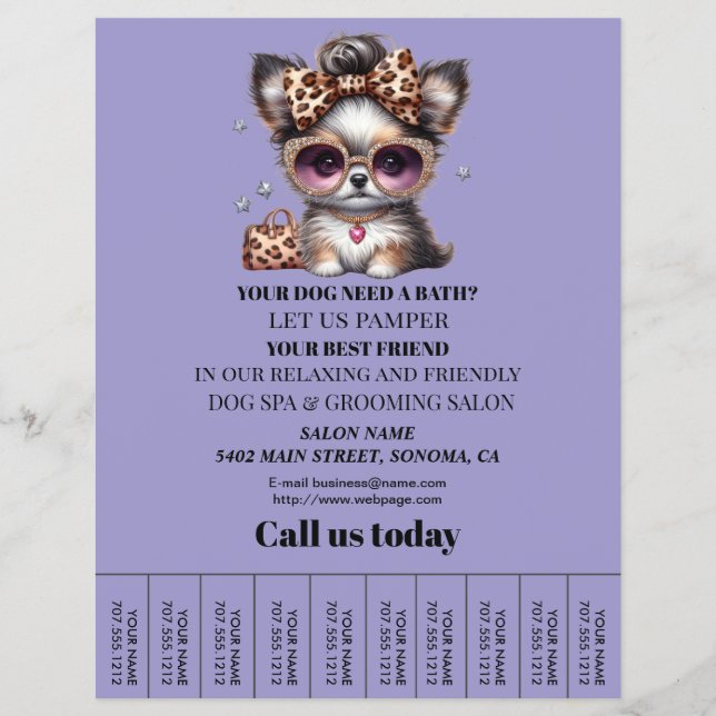 Dog grooming business personalised flyer (Front)