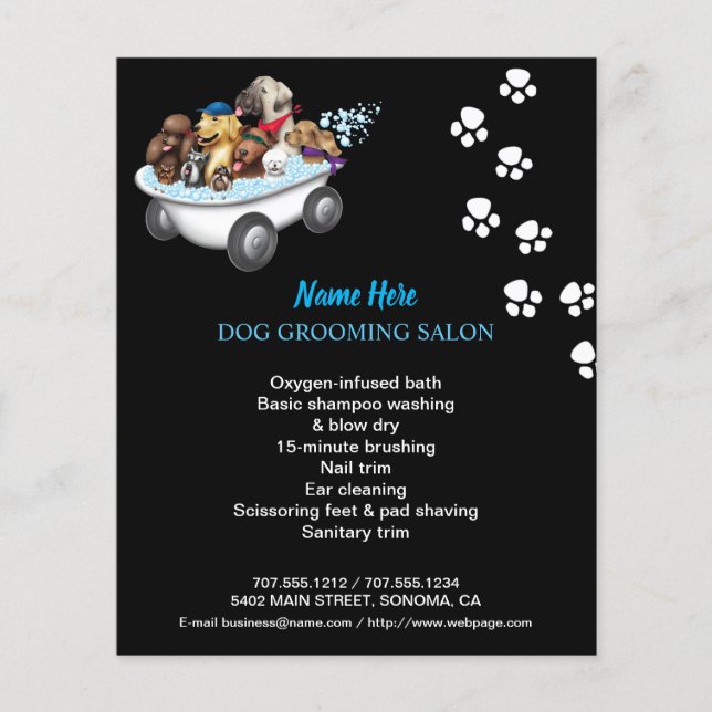 Dog grooming business personalised flyer (Front)