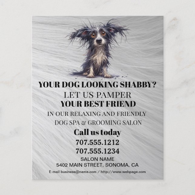Dog grooming business personalised flyer (Front)
