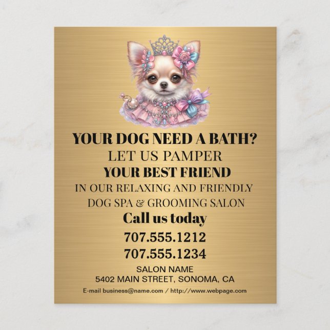 Dog grooming business personalised flyer (Front)